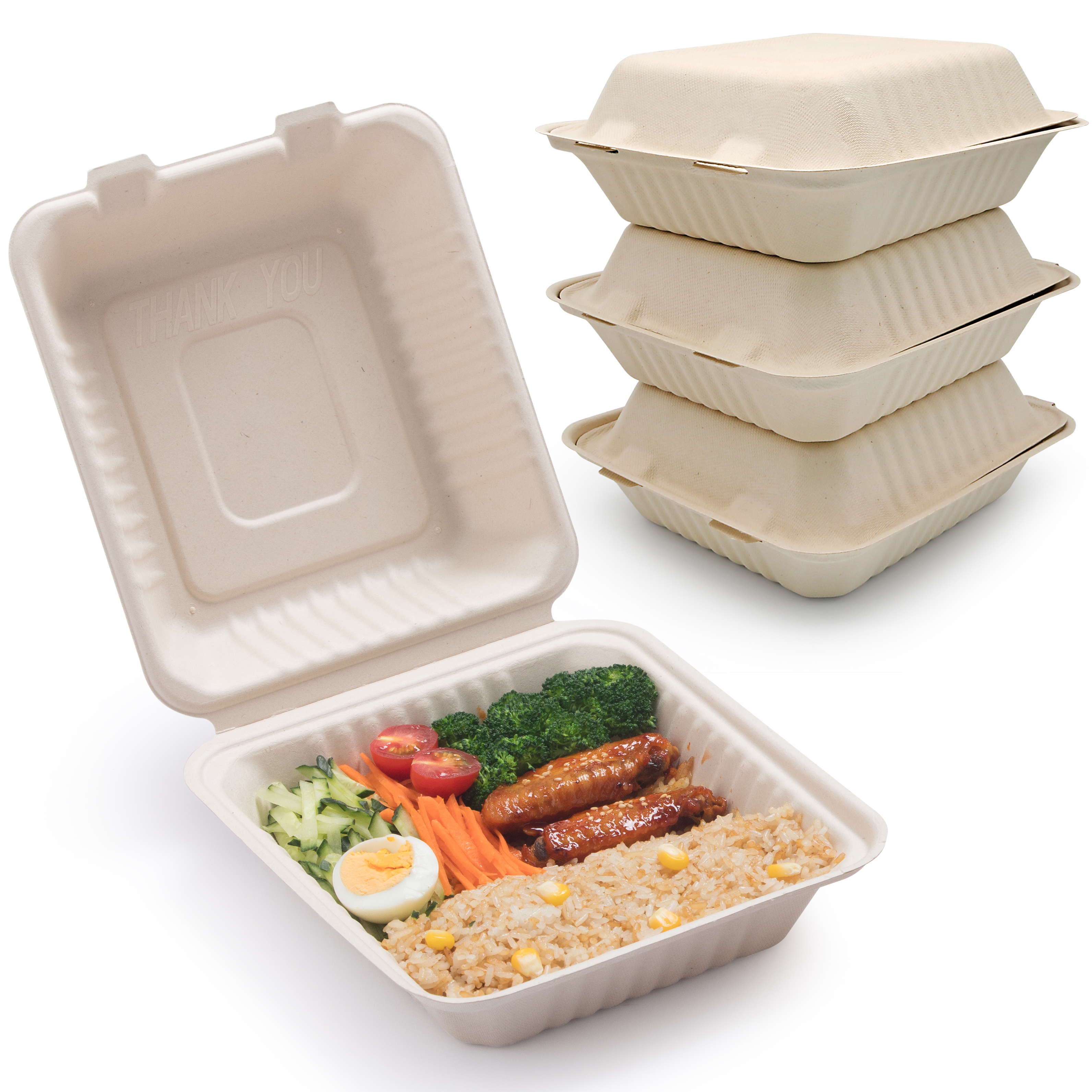 9*9 Inch Microwaveable Biodegradable Sugarcane Bagasse Fibre Pulp Paper Sugare Cane Lunch Box