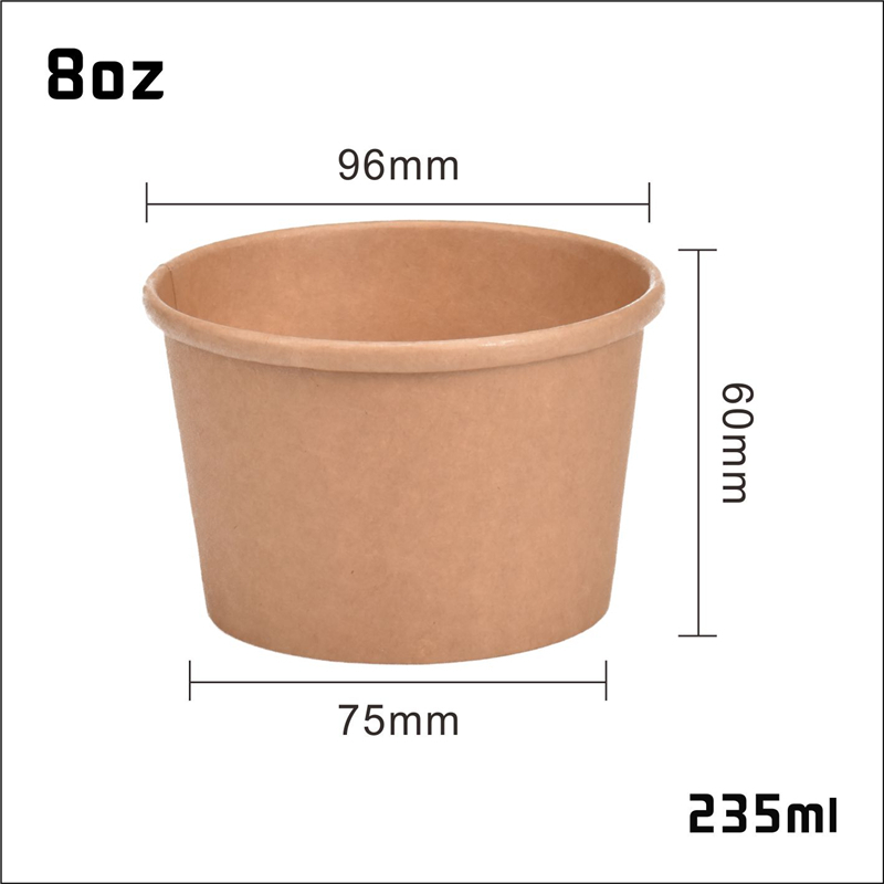 Customize Print Logo 8oz Kraft Food Lunch Bowl