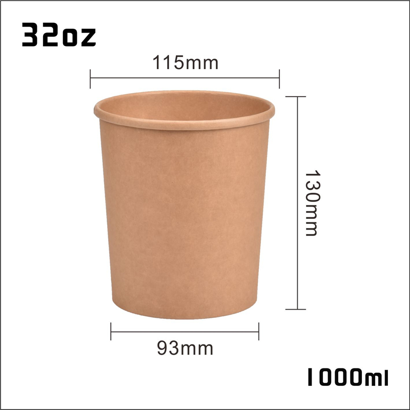Customize Print Logo 32oz Kraft Food Soup Lunch Bowl