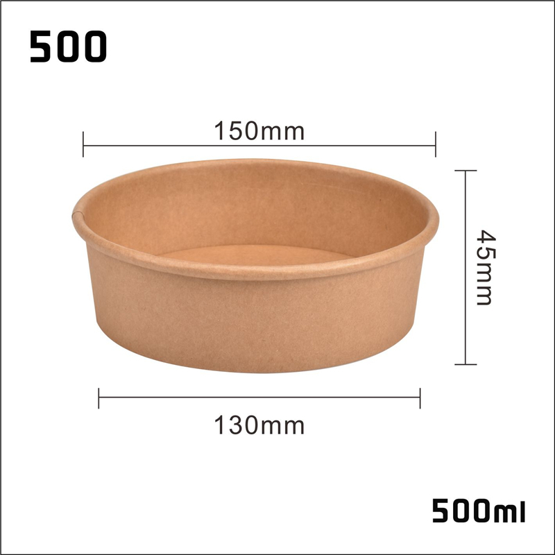 Customize Print Logo 500ml Kraft Food Salad Lunch Bowl