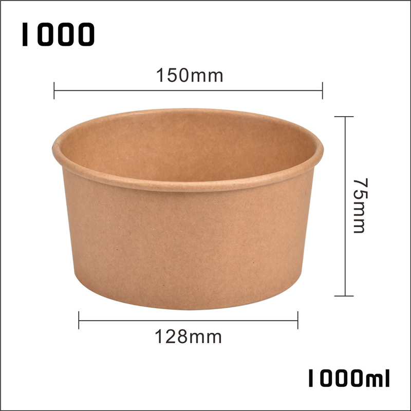 Customize Print Logo 1100ml Kraft Food Salad Lunch Bowl