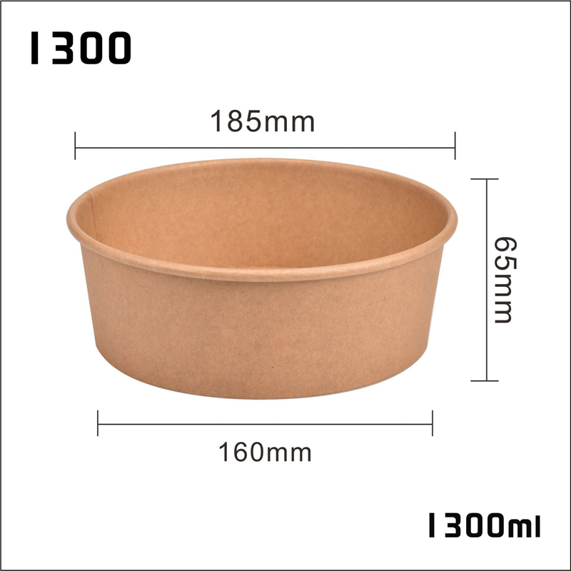 Customize Print Logo 1300ml Kraft Food Salad Lunch Bowl